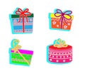 Various gifts on an isolated background. Symbol. Vector Royalty Free Stock Photo
